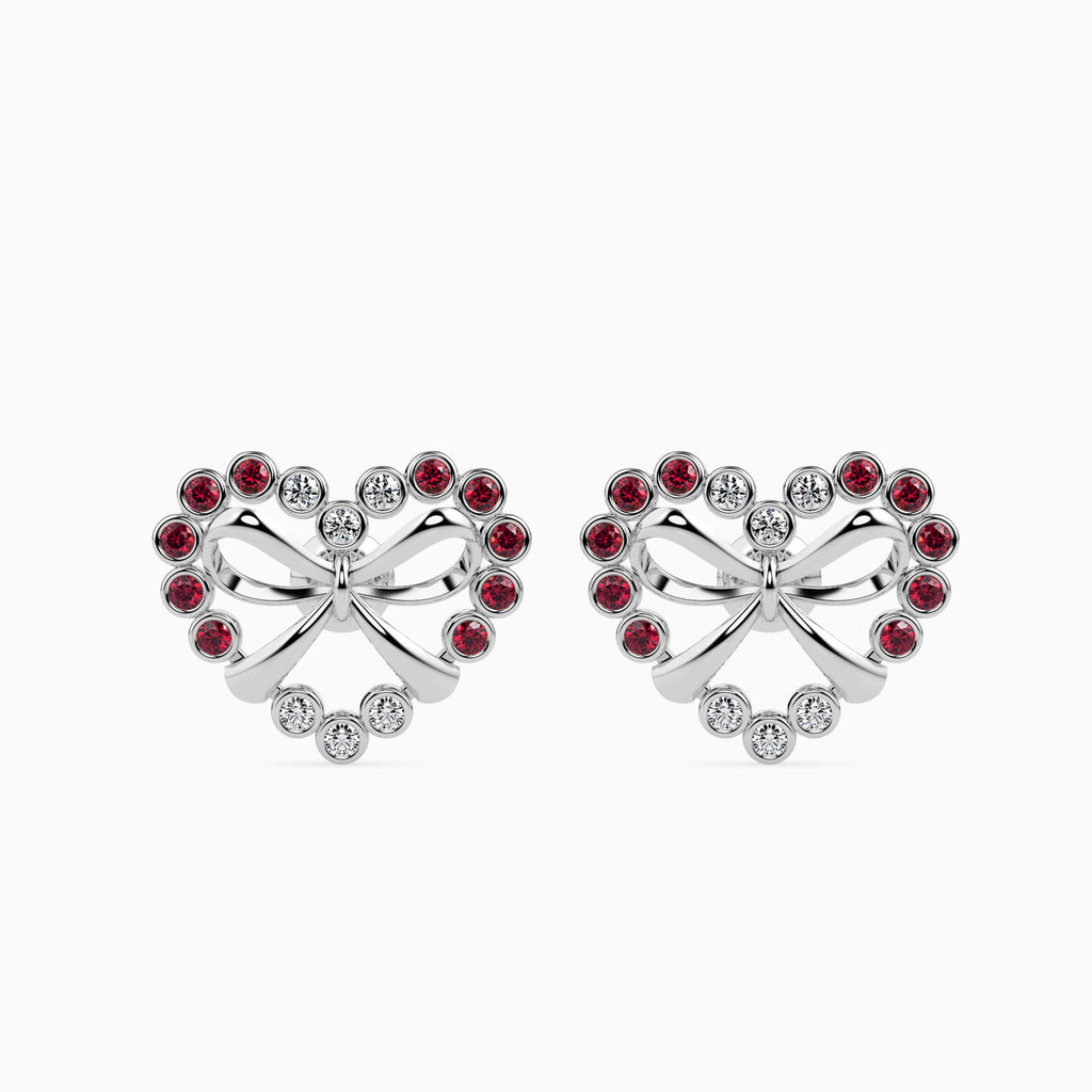 Platinum Ruby & Diamond Heart Earrings JL PT E 18026  VVS-GH Jewelove.US