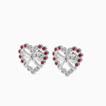 Load image into Gallery viewer, Platinum Ruby &amp; Diamond Heart Earrings JL PT E 18026   Jewelove.US
