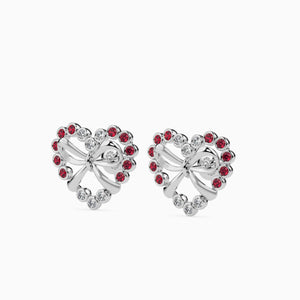 Platinum Ruby & Diamond Heart Earrings JL PT E 18026   Jewelove.US