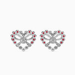 Load image into Gallery viewer, Platinum Ruby &amp; Diamond Heart Earrings JL PT E 18026   Jewelove.US
