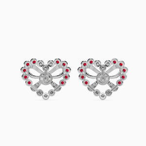 Platinum Ruby & Diamond Heart Earrings JL PT E 18026   Jewelove.US