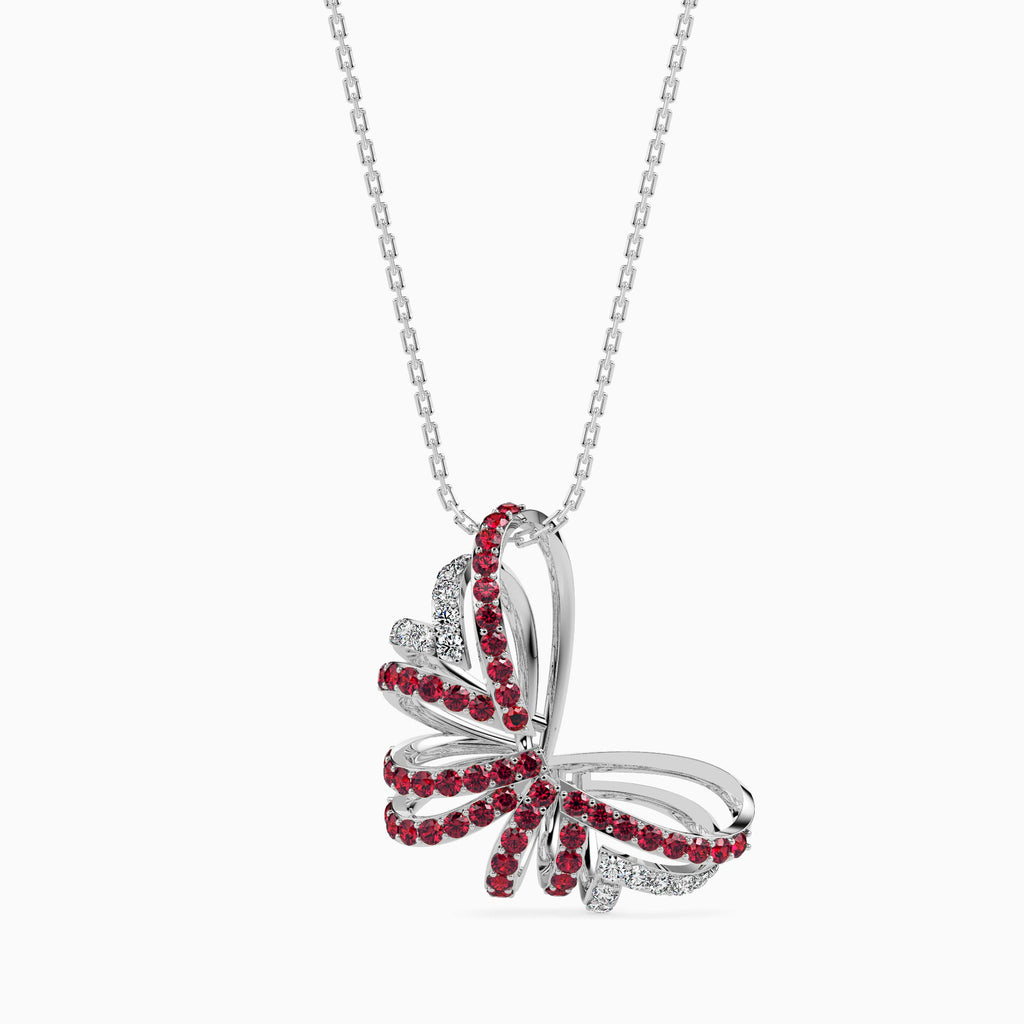Designer Platinum Ruby Butterfly Pendant with Diamond for Women JL PT P 18027  VVS-GH Jewelove.US