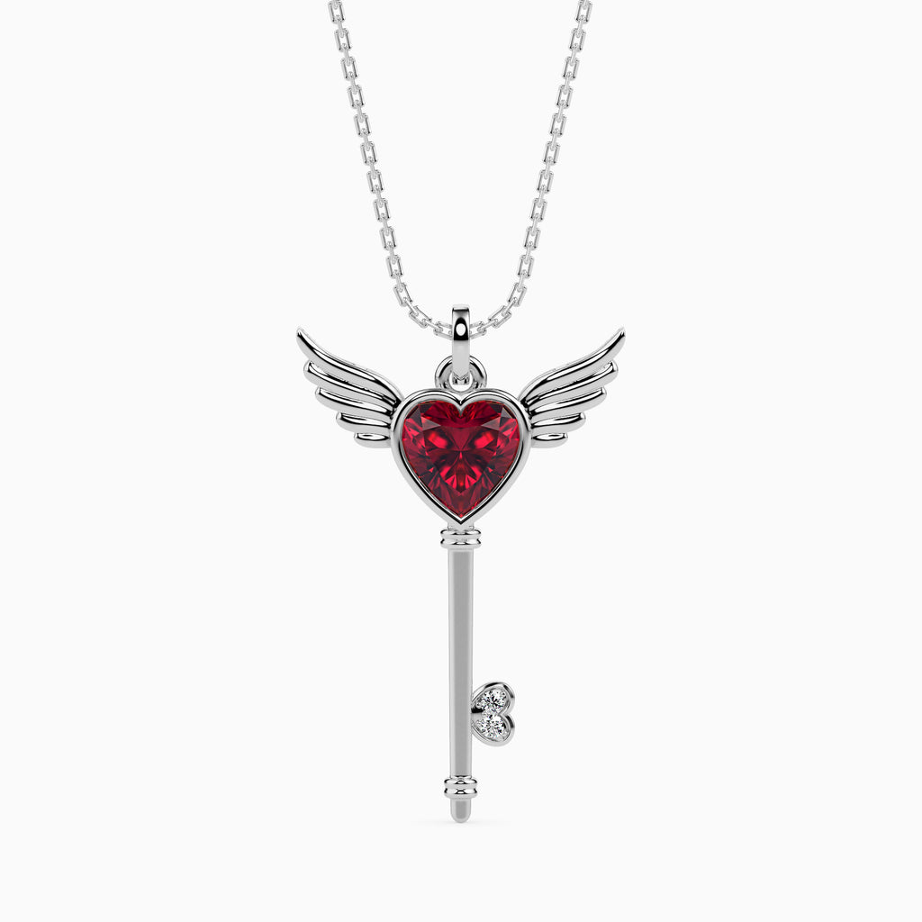 Platinum Ruby Heart Wings Pendant with Diamond for Women JL PT P 18035  VVS-GH Jewelove.US