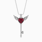 Load image into Gallery viewer, Platinum Ruby Heart Wings Pendant with Diamond for Women JL PT P 18035  VVS-GH Jewelove.US

