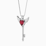 Load image into Gallery viewer, Platinum Ruby Heart Wings Pendant with Diamond for Women JL PT P 18035   Jewelove.US
