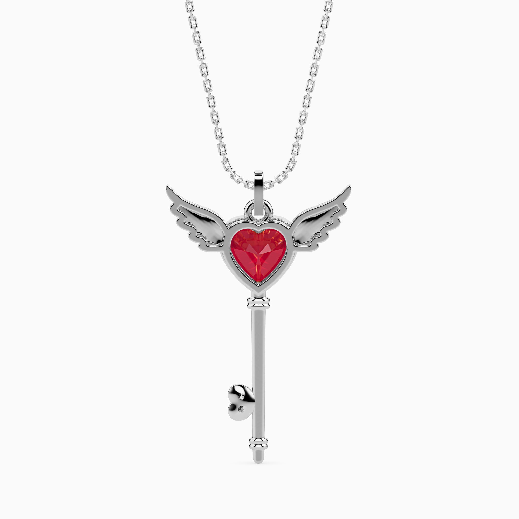 Platinum Ruby Heart Wings Pendant with Diamond for Women JL PT P 18035   Jewelove.US