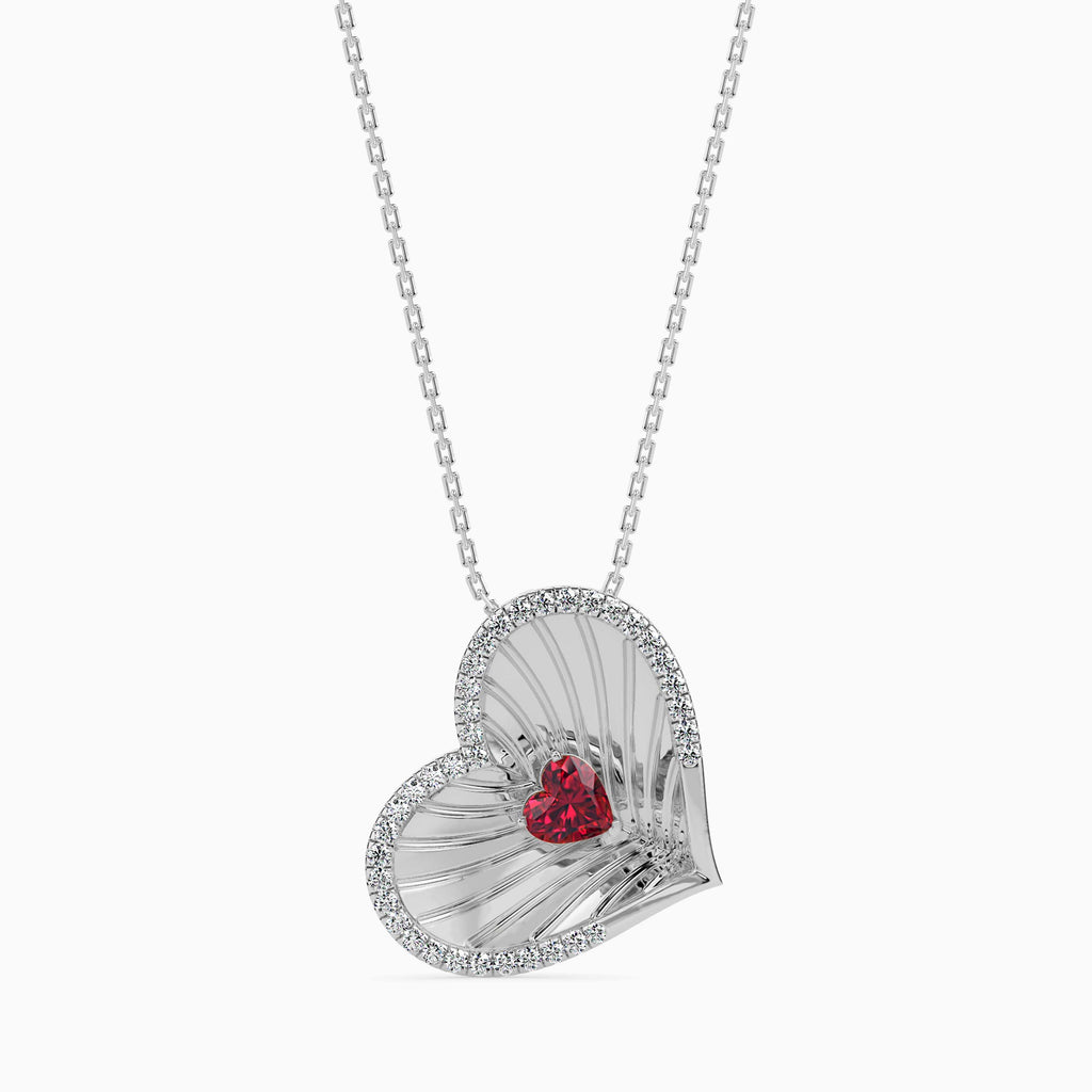 Platinum Ruby Heart Pendant with Diamond for Women JL PT P 18045  VVS-GH Jewelove.US