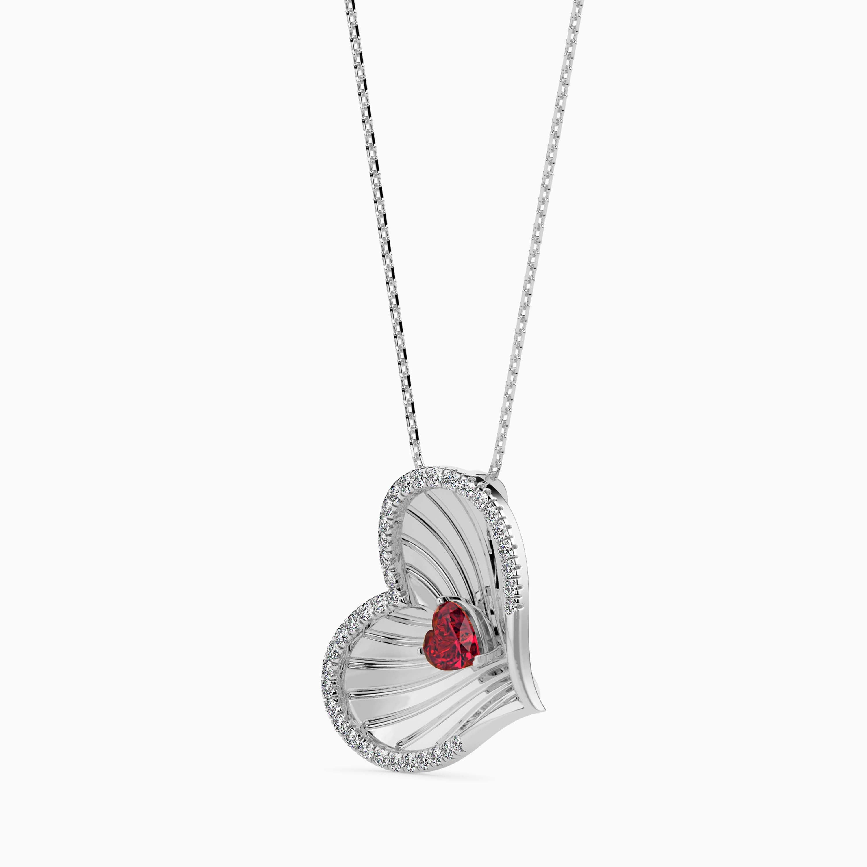 Platinum Ruby Heart Pendant with Diamond for Women JL PT P 18045   Jewelove.US