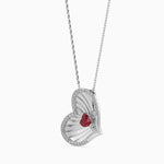 Load image into Gallery viewer, Platinum Ruby Heart Pendant with Diamond for Women JL PT P 18045   Jewelove.US
