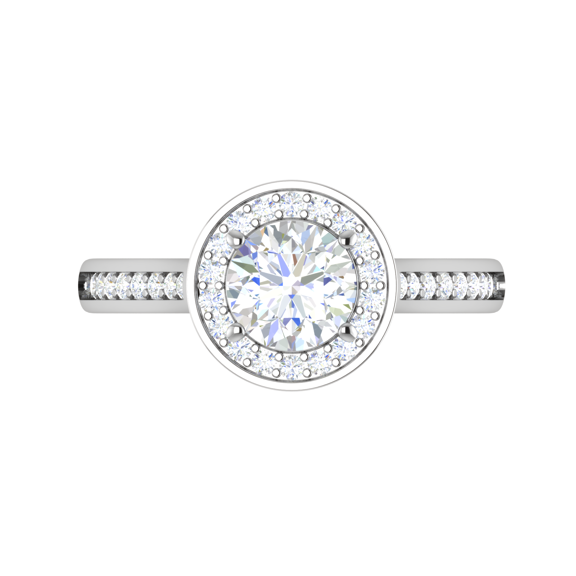 0.70cts Solitaire Halo Diamond Shank Platinum Ring JL PT RH RD 156   Jewelove.US
