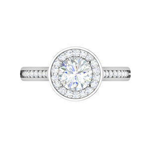 0.70cts Solitaire Halo Diamond Shank Platinum Ring JL PT RH RD 156   Jewelove.US
