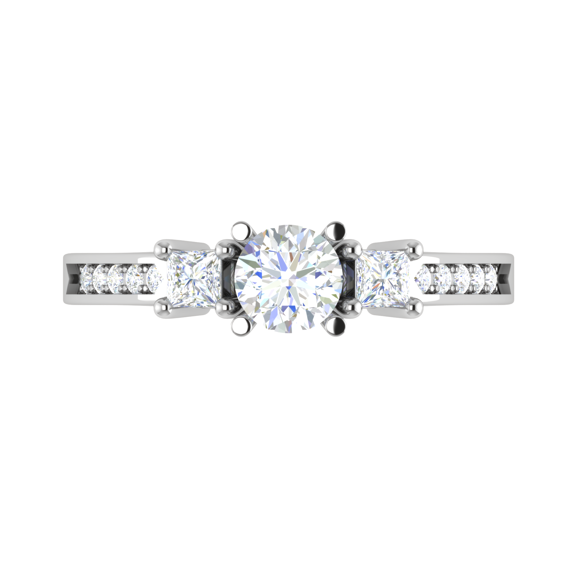 0.70 cts Solitaire Shank Platinum Ring with 2 Princess Cut Side Diamond JL PT R3 RD 103   Jewelove.US