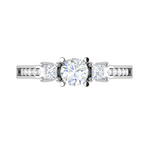 Load image into Gallery viewer, 0.70 cts Solitaire Shank Platinum Ring with 2 Princess Cut Side Diamond JL PT R3 RD 103   Jewelove.US
