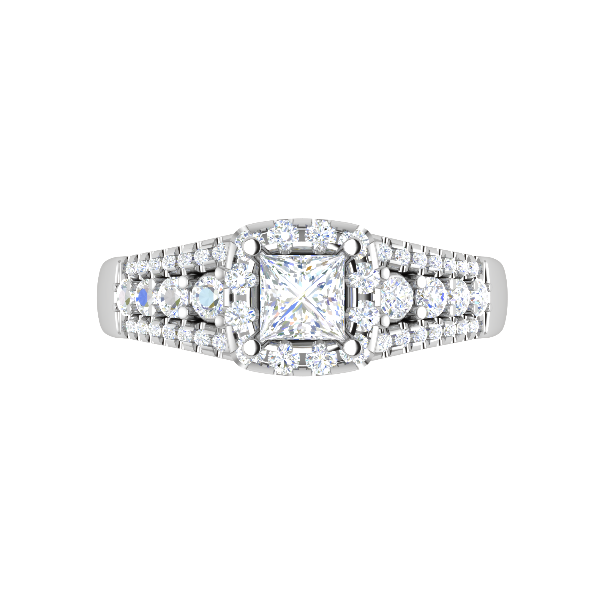 0.30 cts. Solitaire Platinum Square Halo Diamond Split Shank Engagement Ring JL PT WB6015   Jewelove