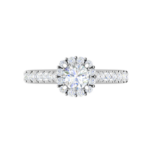 0.50 cts Halo Diamond Shank Solitaire Platinum Ring JL PT RH RD 143   Jewelove.US