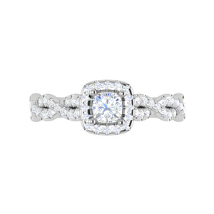 0.30 cts. Cushion Solitaire Halo Diamond Twisted Shank Platinum Ring JL PT RP CU 202   Jewelove.US