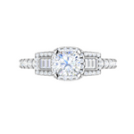 Load image into Gallery viewer, 0.50cts. Cushion Solitaire with Emerald Cut Diamond Platinum Ring JL PT R3 CU 175   Jewelove.US
