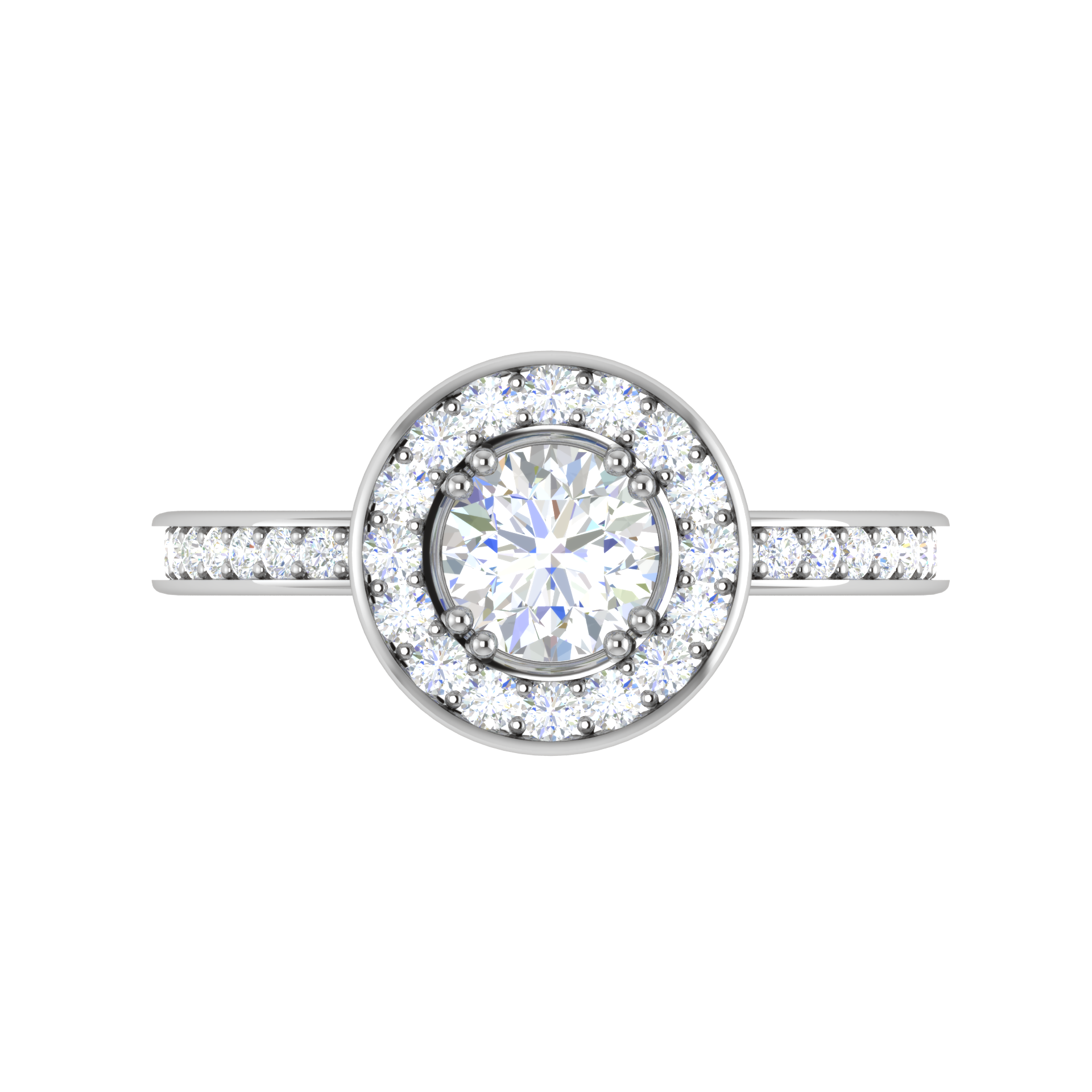 0.70cts Solitaire Halo Diamond Shank Platinum Diamond Ring JL PT RH RD 166   Jewelove.US