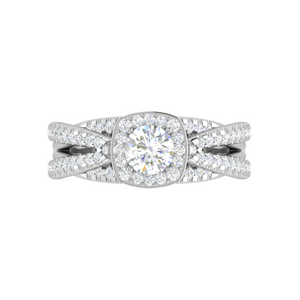 0.50 cts Solitaire Halo Diamond Split Shank Platinum Ring JL PT RP RD 201   Jewelove.US