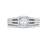 Load image into Gallery viewer, 0.50cts Solitaire Halo Diamond Split Shank Platinum Ring JL PT RV RD 161   Jewelove
