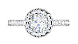 0.70 cts Solitaire Halo Diamond Shank Platinum Ring JL PT RH RD 102   Jewelove.US