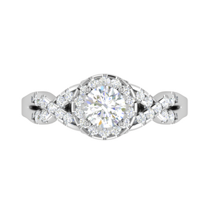 0.50 cts Solitaire Halo Diamond Twisted Shank Platinum Ring JL PT RP RD 217   Jewelove.US