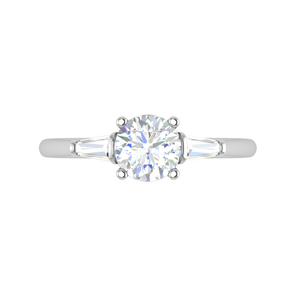 0.70 cts. Platinum Solitaire Diamond Ring with Baguette Accents JL PT R3 RD 118   Jewelove.US