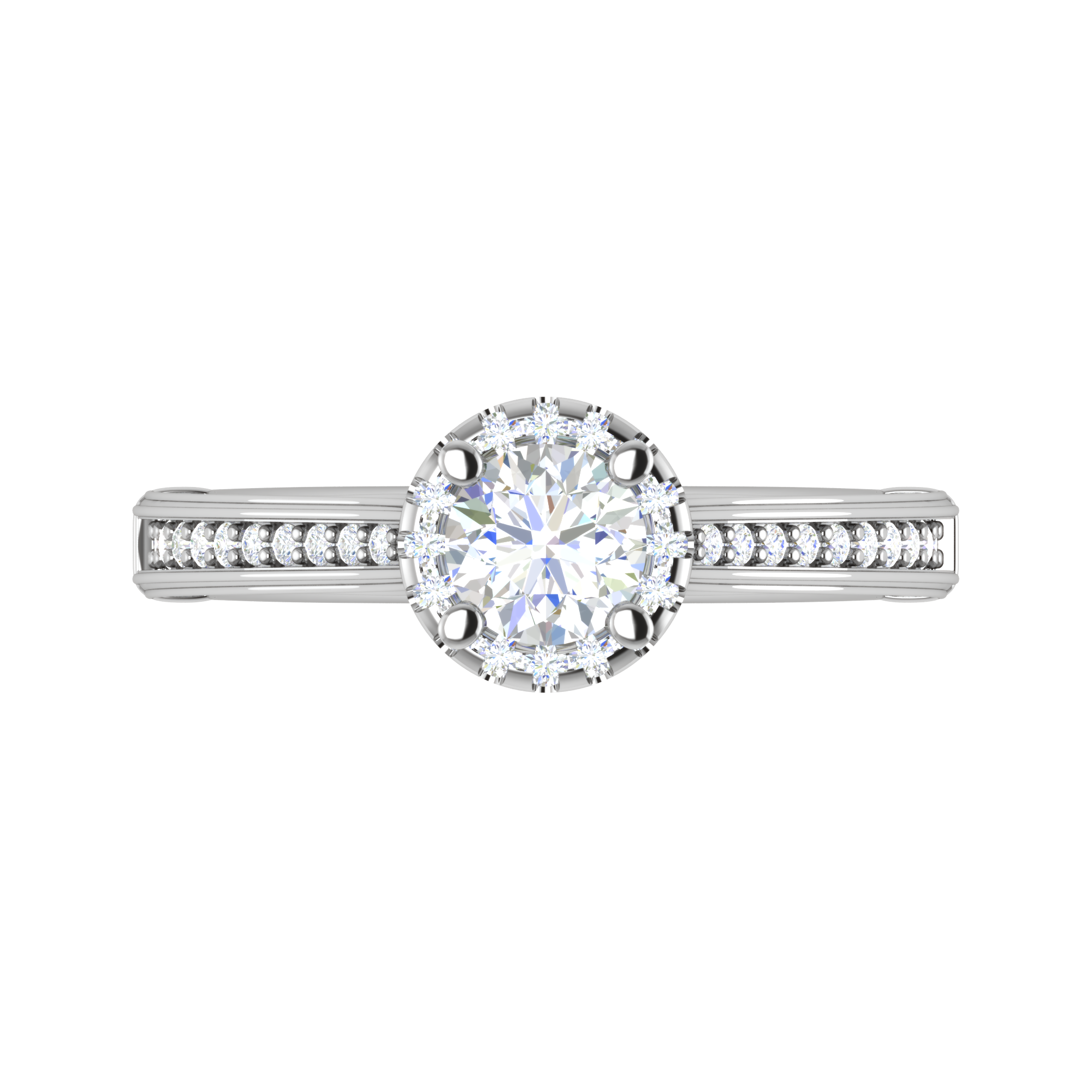 0.50 cts Solitaire Halo Diamond Split Shank Platinum Ring JL PT RH RD 226   Jewelove.US