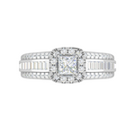 Load image into Gallery viewer, 0.40 cts Princess Cut Solitaire Halo Diamond Split Shank Platinum Ring JL PT RH RD WB5998E   Jewelove.US
