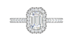 Load image into Gallery viewer, 0.70cts Emerald Cut Diamond Halo Diamond Shank Platinum Ring JL PT RH EM 133   Jewelove.US
