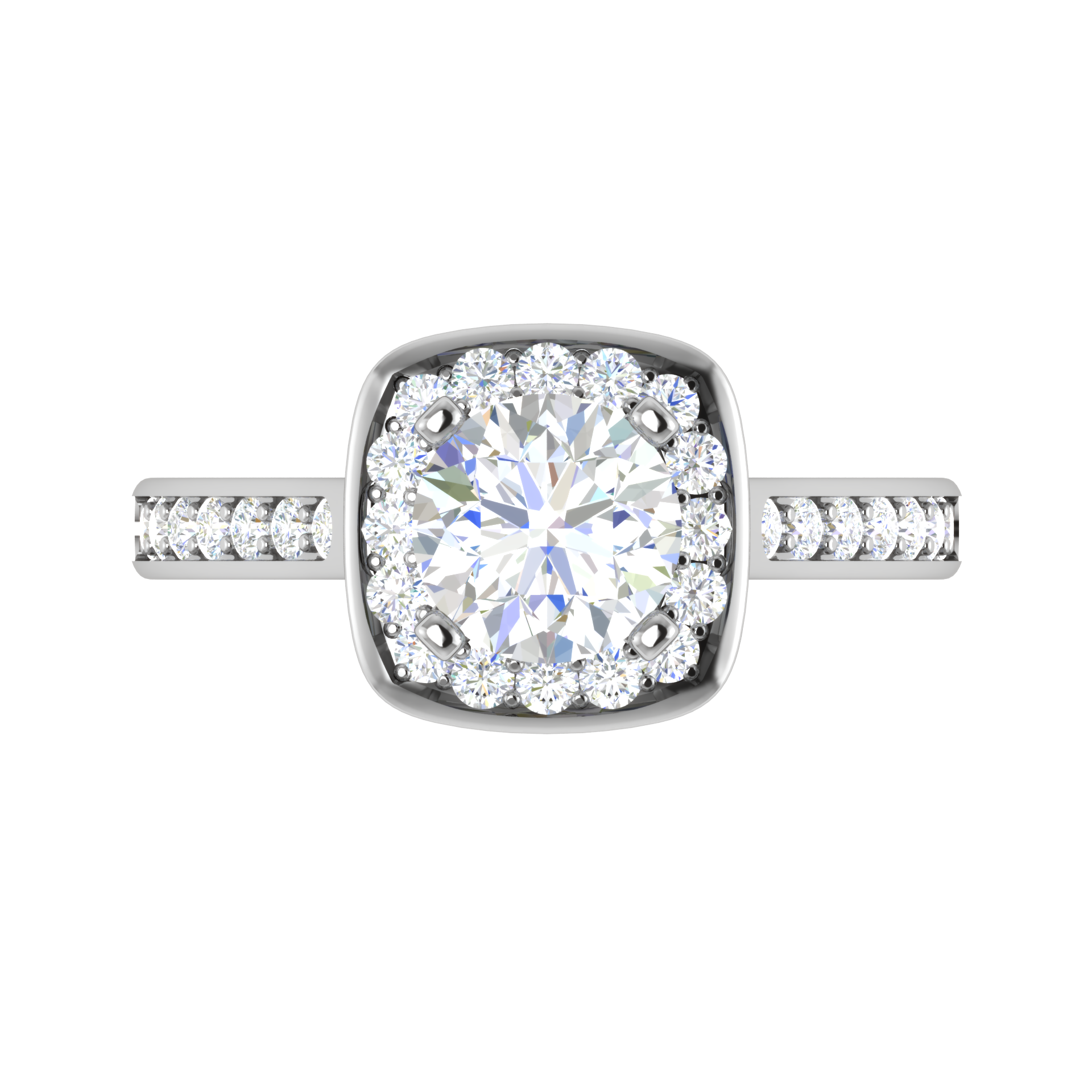 0.70 cts Solitaire Square Halo Diamond Shank Platinum Ring JL PT RH RD 146   Jewelove.US