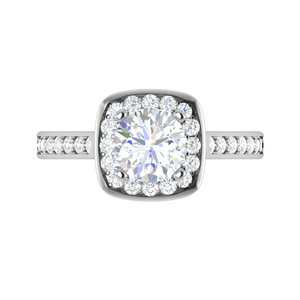 0.70 cts Solitaire Square Halo Diamond Shank Platinum Ring JL PT RH RD 146   Jewelove.US