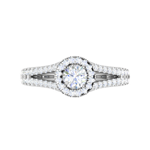 0.50 cts Solitaire Halo Diamond Split Shank Platinum Ring JL PT RH RD 224   Jewelove.US