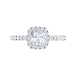 Load image into Gallery viewer, 0.50cts Halo Solitaire Diamond Shank Platinum Ring for Women   Jewelove.US
