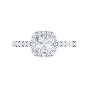 0.50cts Halo Solitaire Diamond Shank Platinum Ring for Women   Jewelove.US