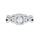 Load image into Gallery viewer, 0.50cts Solitaire Halo Diamond Twisted Shank Platinum Ring JL PT RV RD 163   Jewelove
