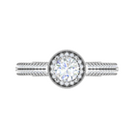 Load image into Gallery viewer, 0.50 cts Solitaire Halo Diamond Split Shank Platinum Ring JL PT RH RD 206   Jewelove.US
