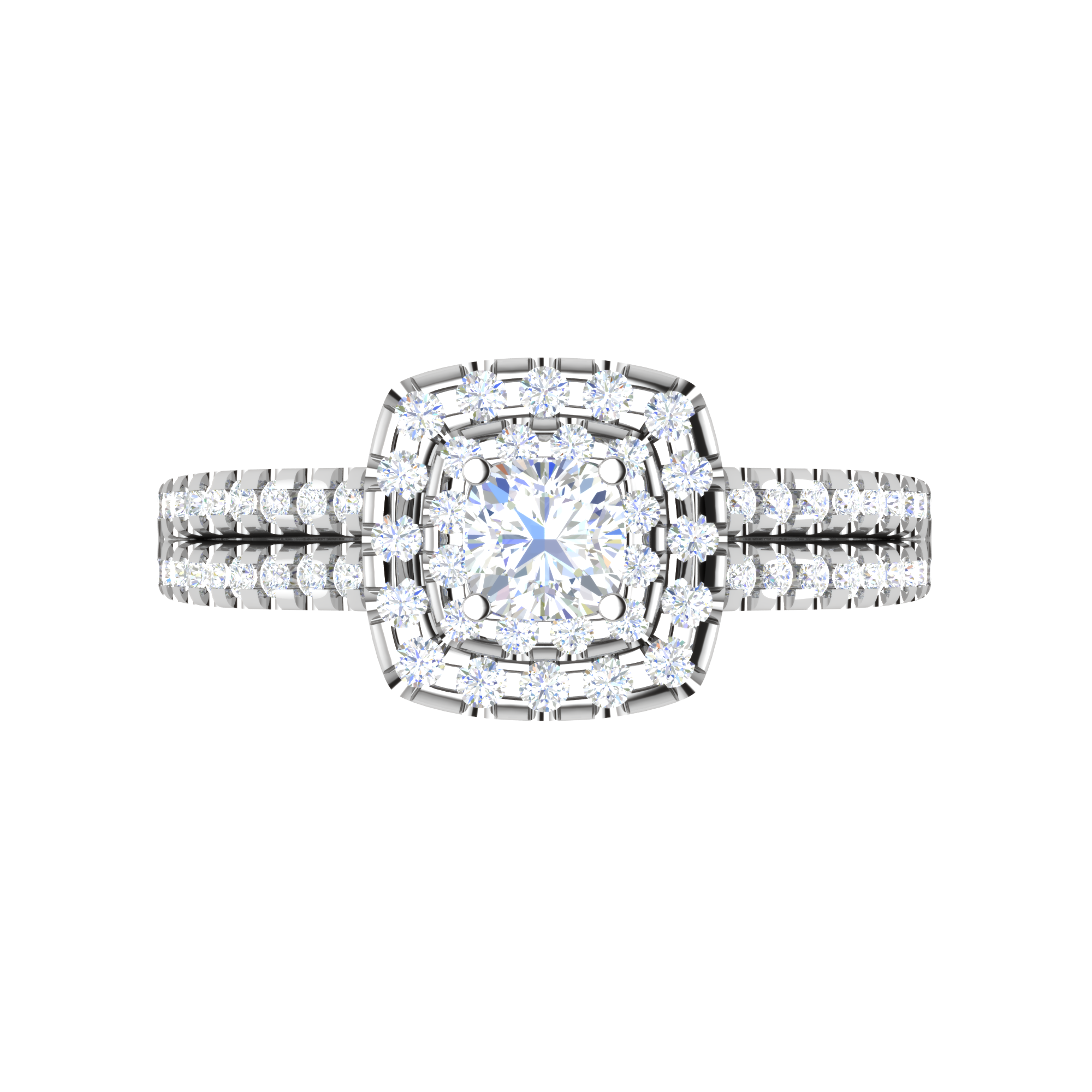 0.30 cts. Cushion Solitaire Double Halo Split Shank Platinum Engagement Ring JL PT JRW1544MM   Jewelove.US