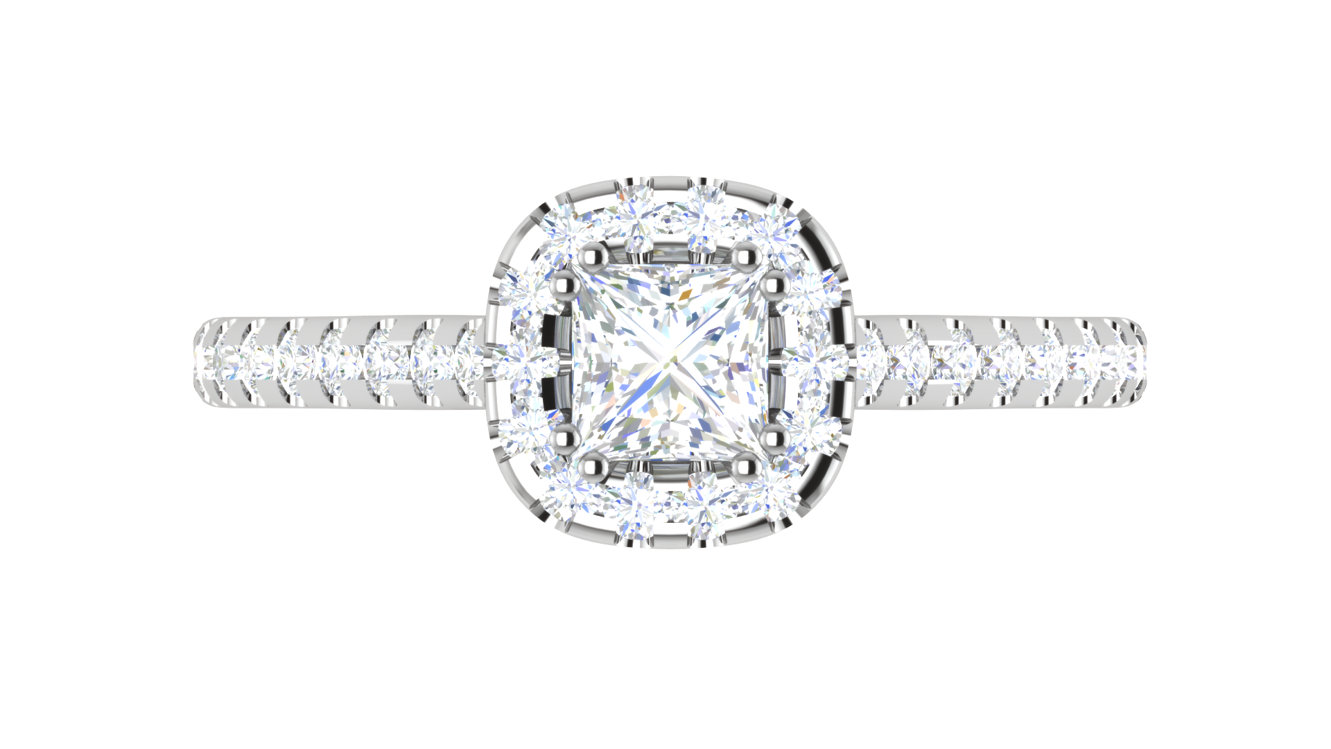 0.50 cts Princess Cut Solitaire Halo Diamond Shank Platinum Ring JL PT RH PR 286   Jewelove.US