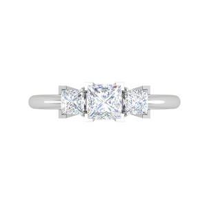 Three Stone Princess Cut Solitaire Diamond Platinum Ring JL PT R3 PR 109   Jewelove.US