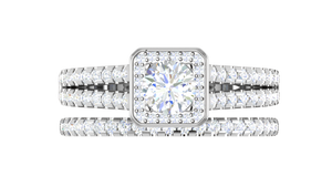 0.50 cts Platinum Solitaire Square Halo Split Ring for Women JL PT RH RD 300   Jewelove