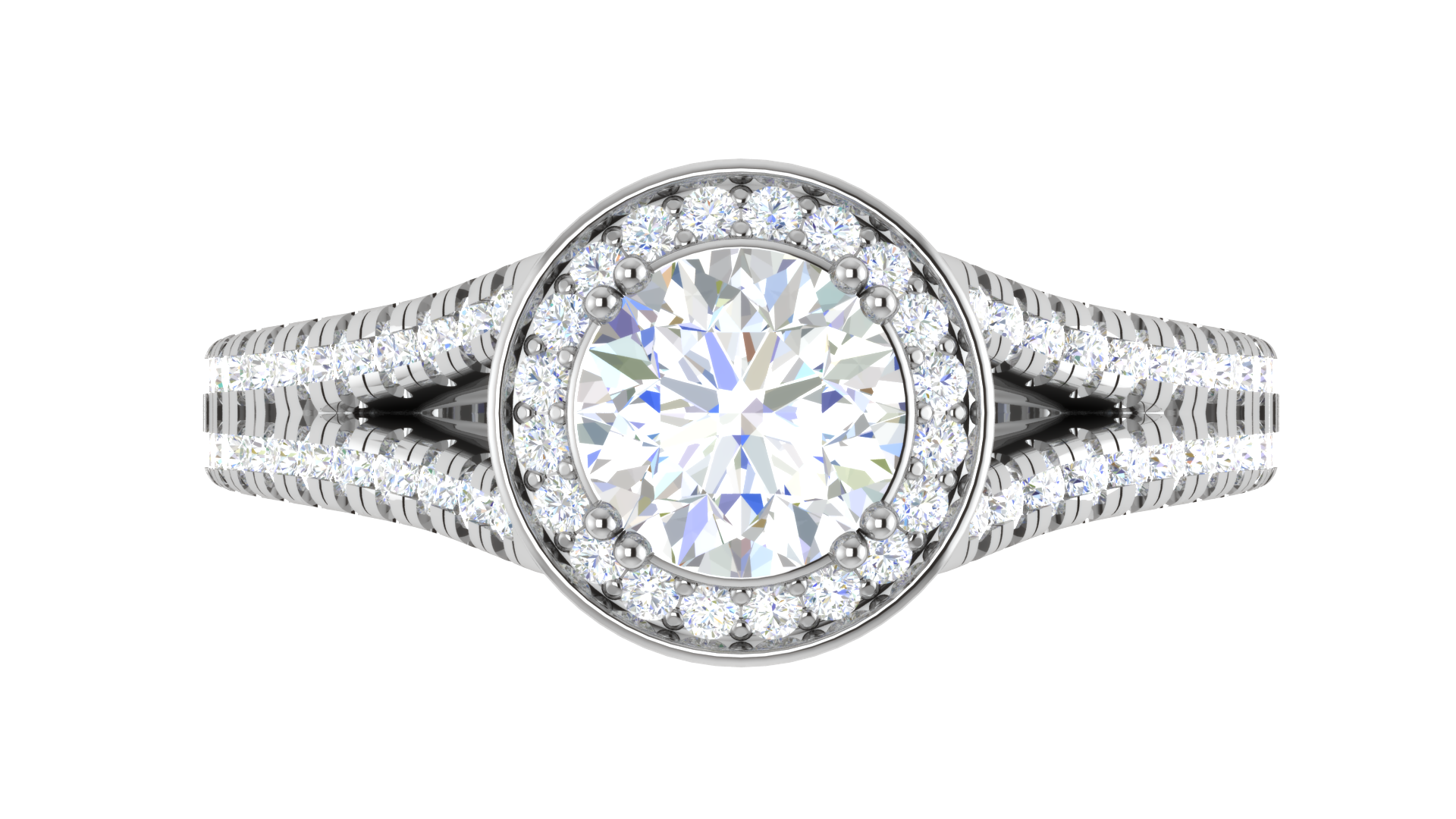 1.00 cts Solitaire Single Halo Diamond Split Platinum Ring JL PT RH RD 107   Jewelove.US