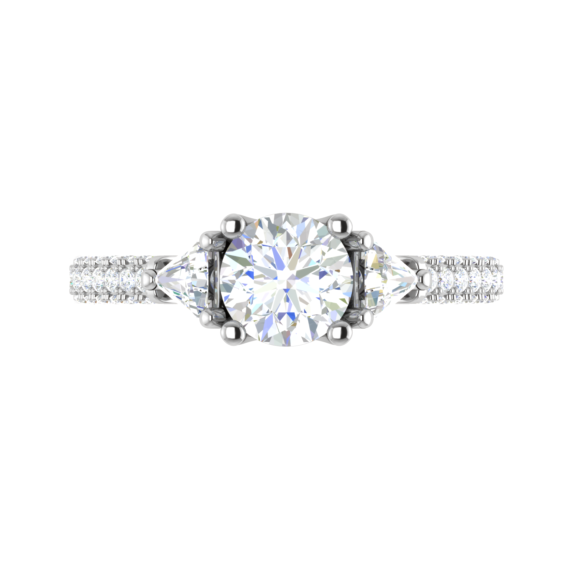 0.70 cts. Solitaire Accents Diamond Shank Ring JL PT R3 RD 101   Jewelove.US