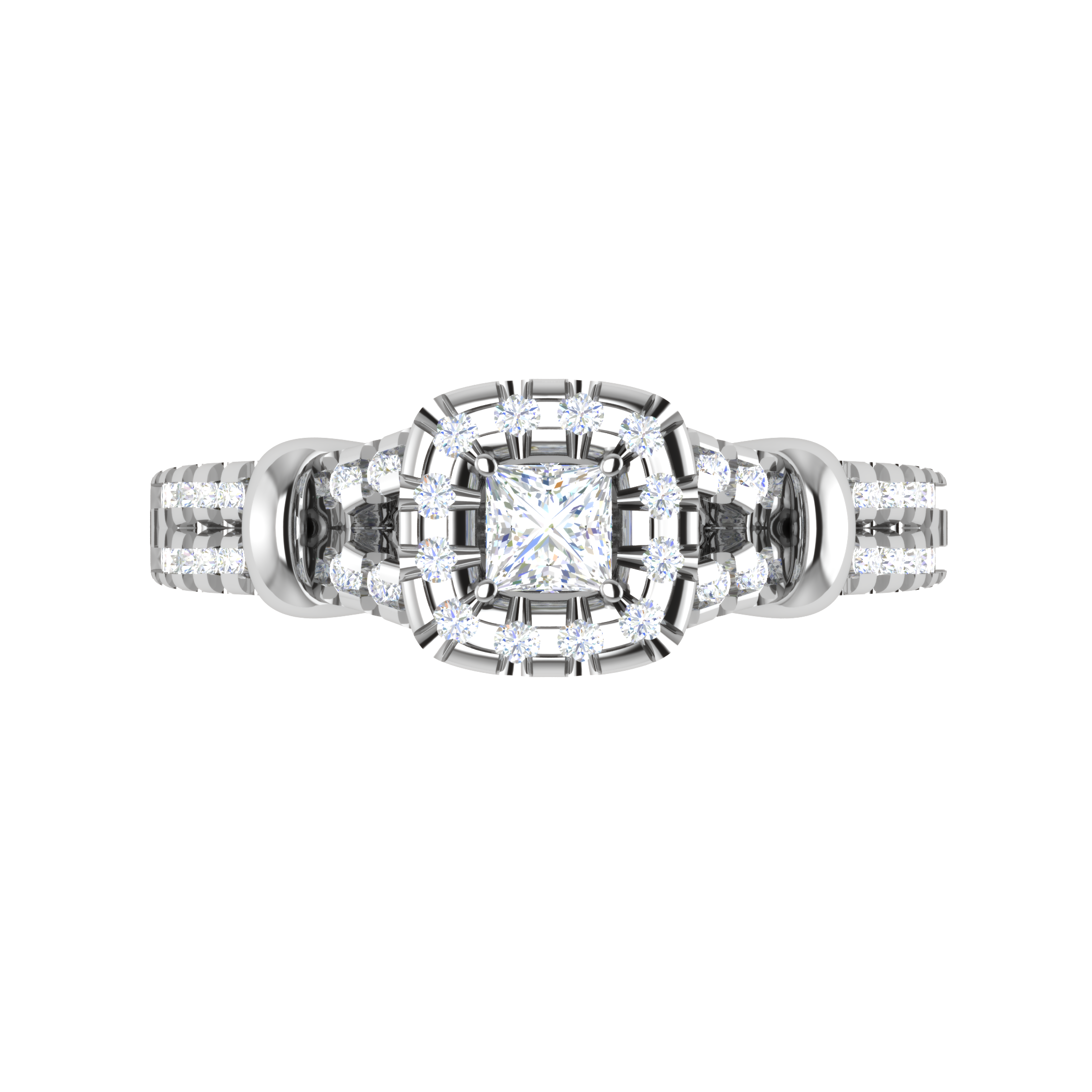 0.30 cts. Princess Cut Diamond Halo Split Shank Platinum Solitaire Engagement Ring JL PT WB5993E   Jewelove.US