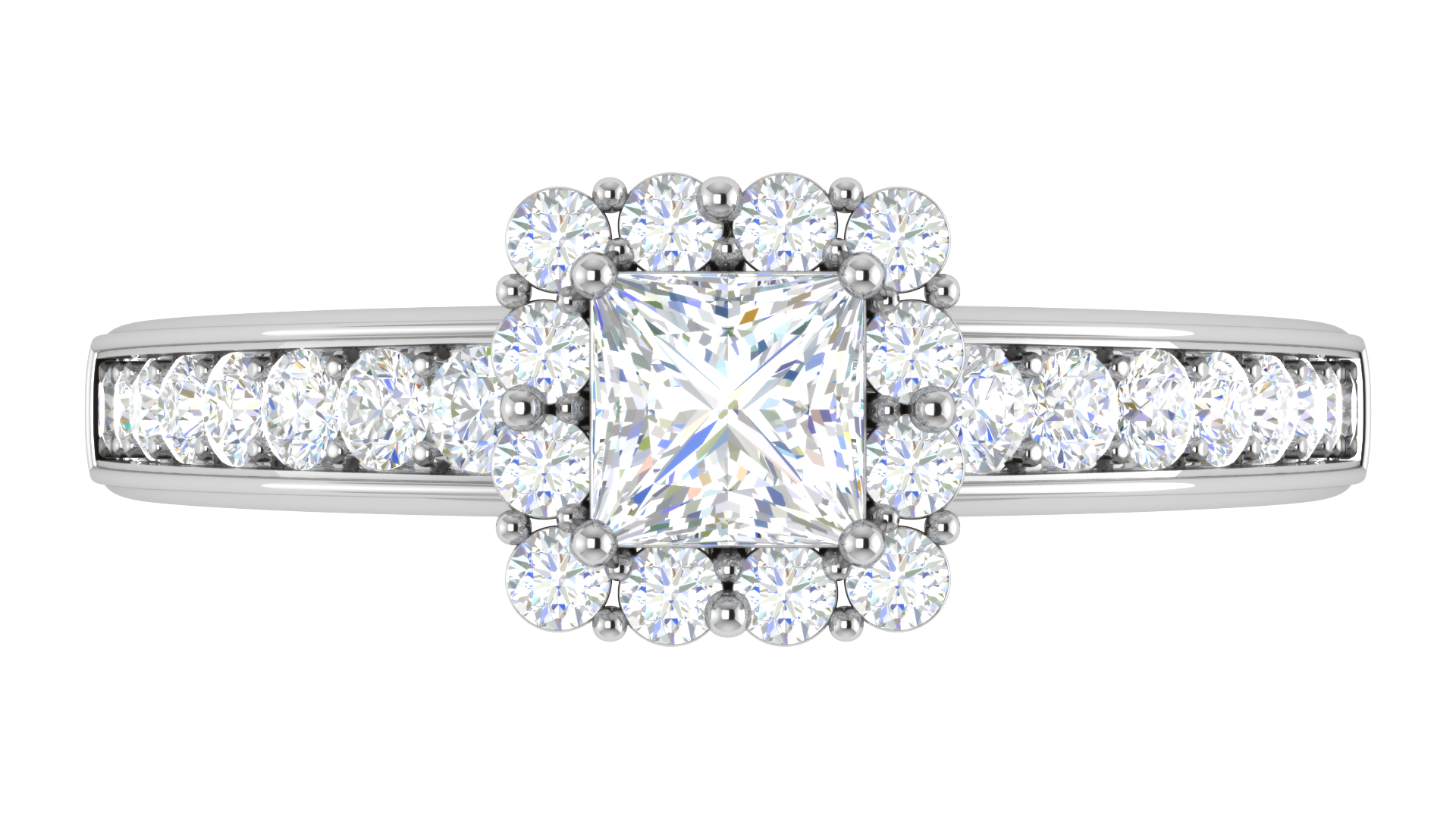 0.50 cts Princess Cut Solitaire Halo Diamond Shank Platinum Ring JL PT RH PR 293   Jewelove.US