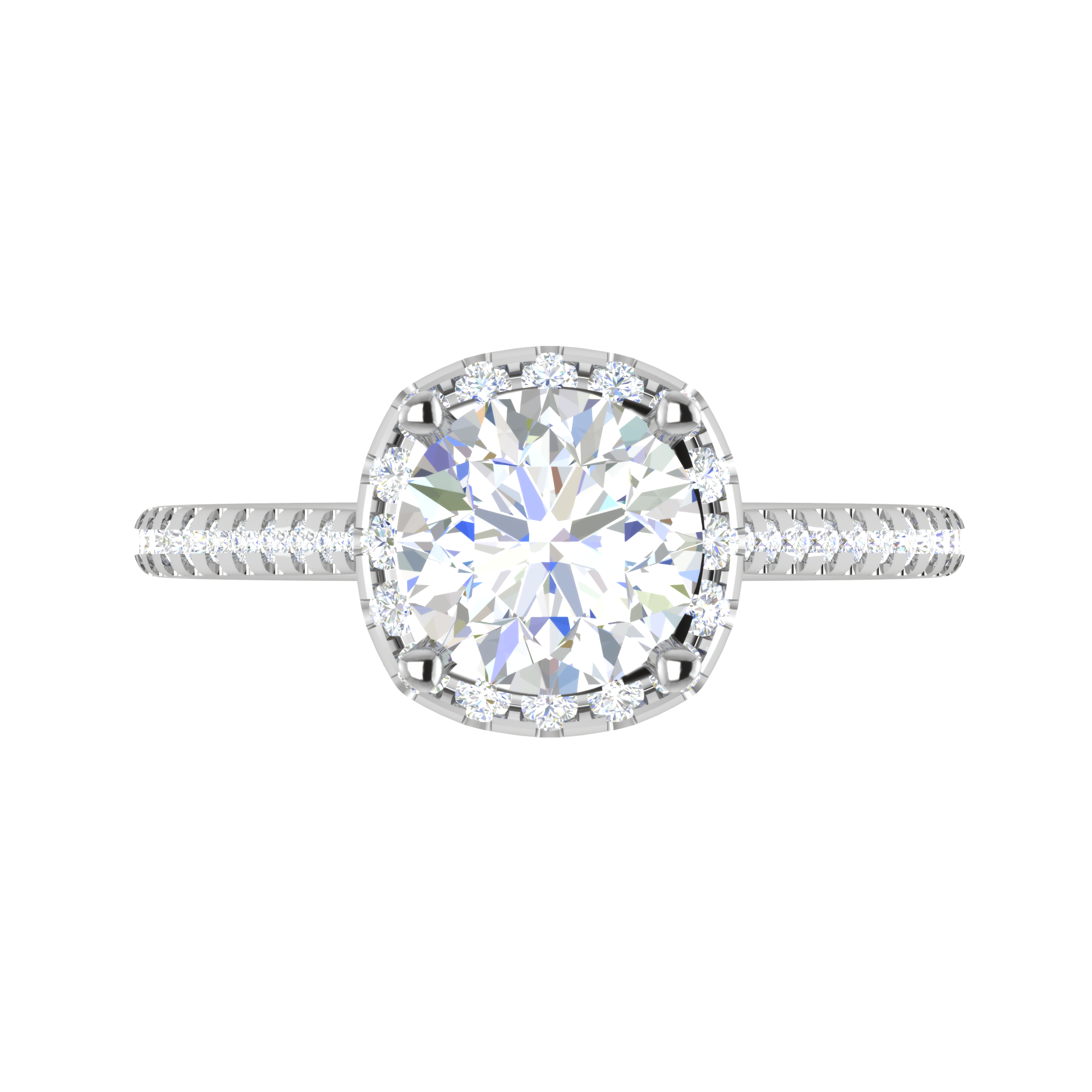 0.30 cts Solitaire Halo Diamond Shank Platinum Ring JL PT REHS1480-B   Jewelove.US