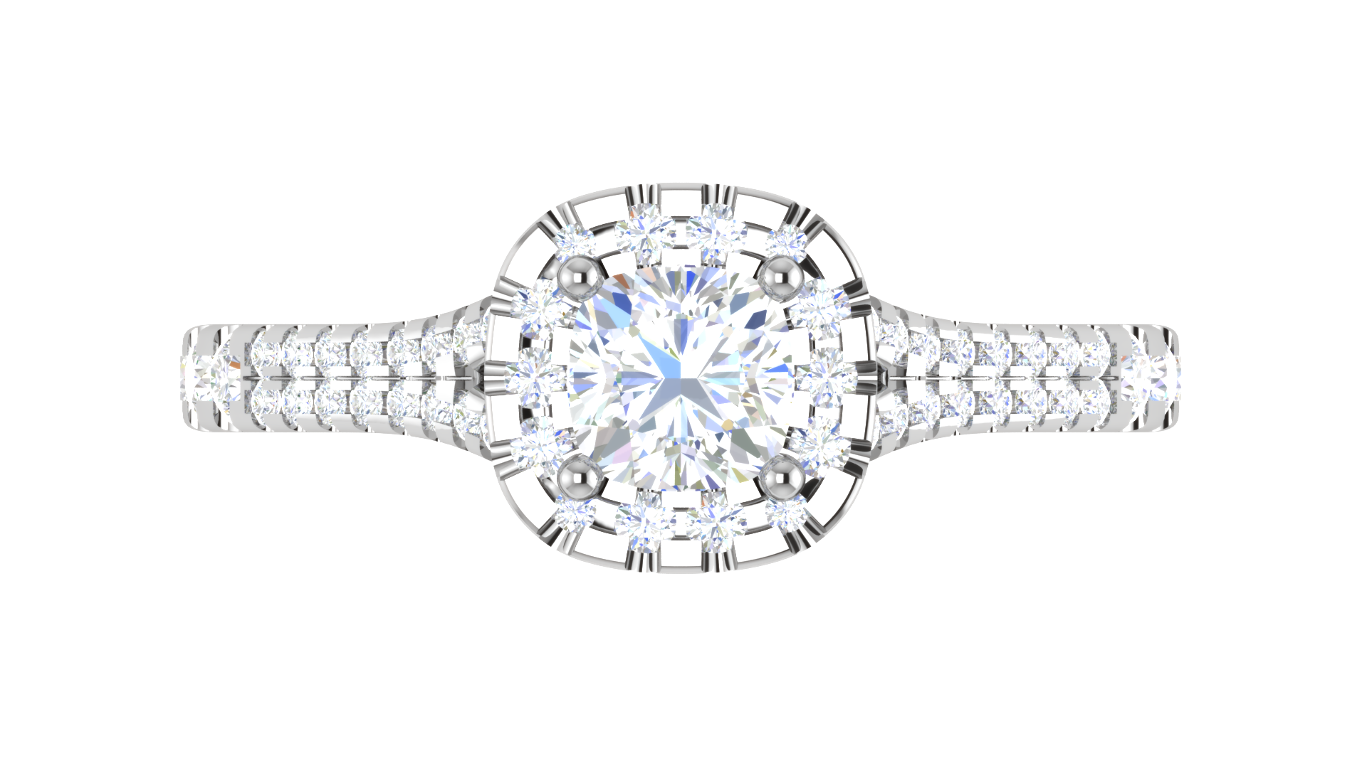 0.50 cts Cushion Solitaire Platinum Halo Diamond Split Shank Ring JL PT RH CU 288   Jewelove.US