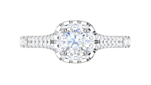 0.50 cts Cushion Solitaire Platinum Halo Diamond Split Shank Ring JL PT RH CU 288   Jewelove.US