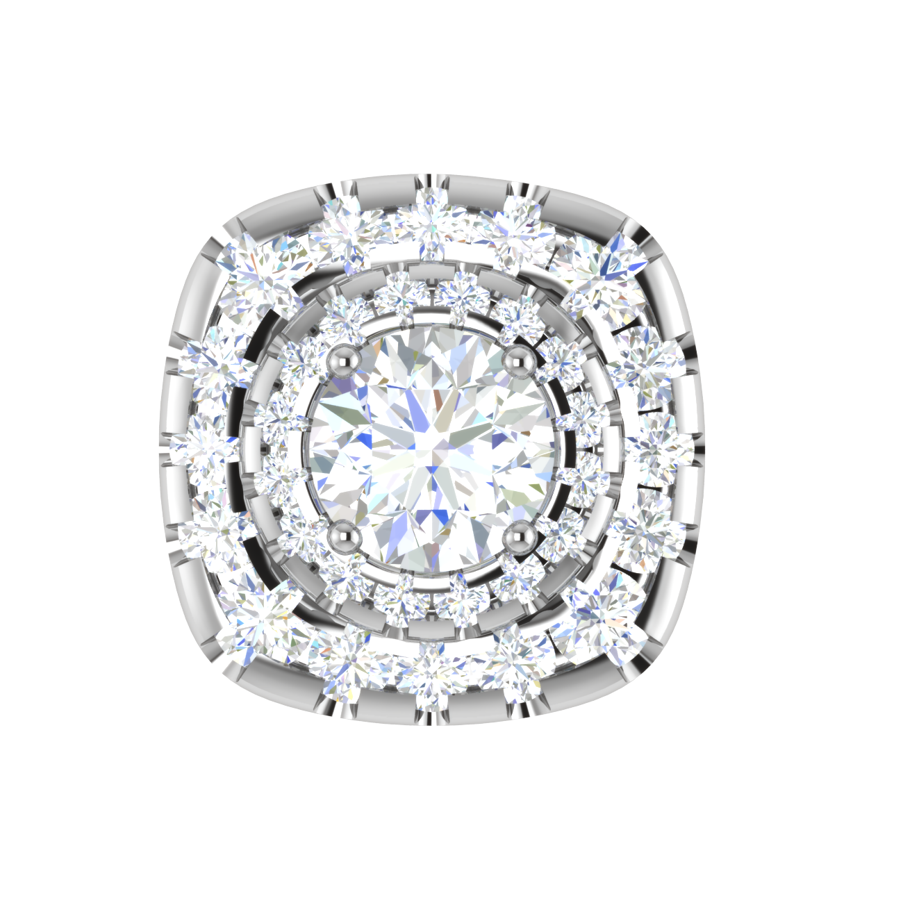 Platinum Solitaire Halo Earrings JL PT E SE RD 107   Jewelove