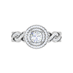 Load image into Gallery viewer, 0.50 cts Solitaire Double Halo Diamond with Twisted Shank Platinum Ring JL PT RH RD 275   Jewelove.US
